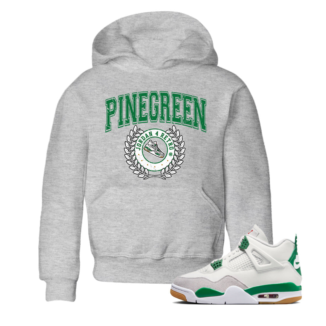 snkmatch Letter Kids Tops - Air Jordan 4 Pine Green SB