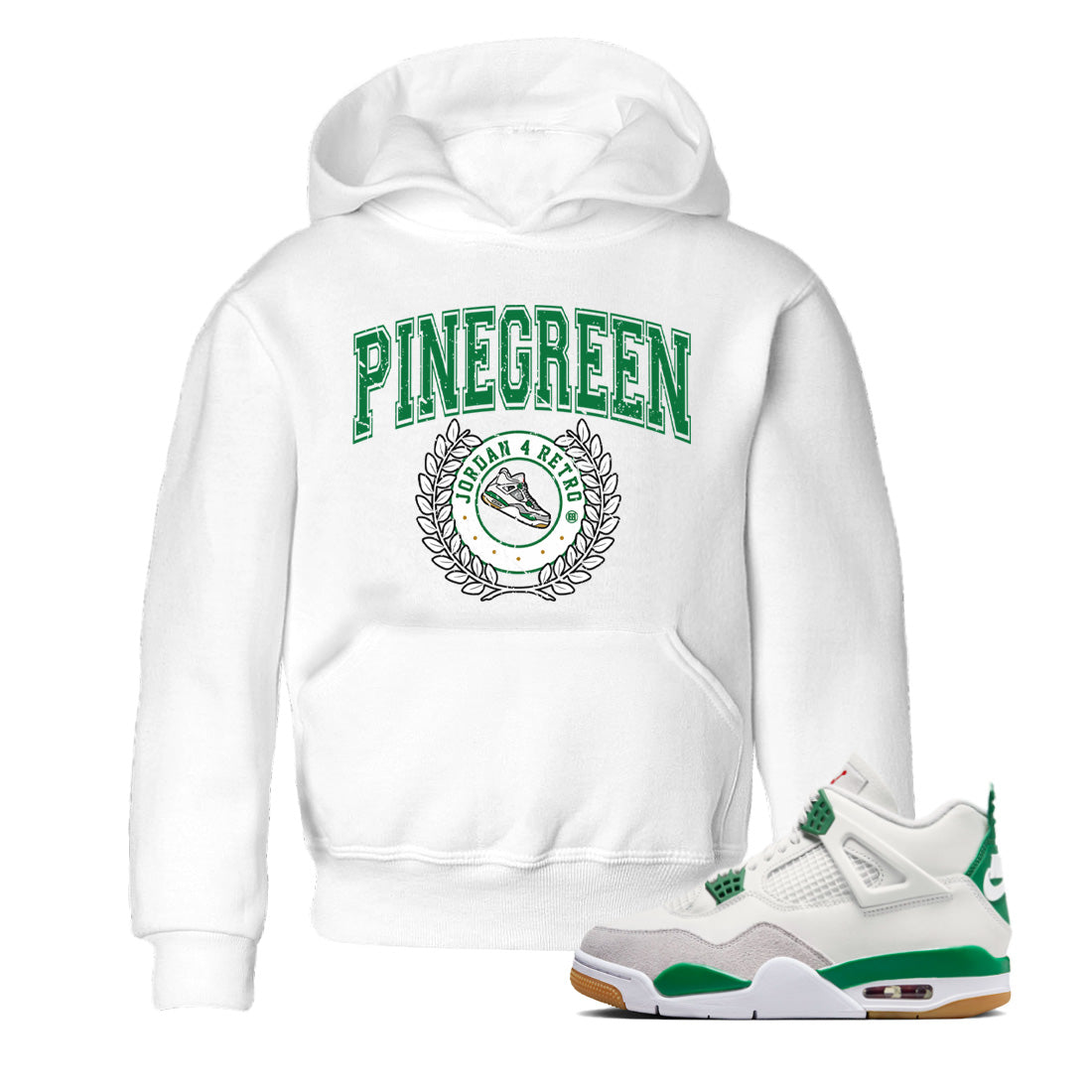 snkmatch Letter Kids Tops - Air Jordan 4 Pine Green