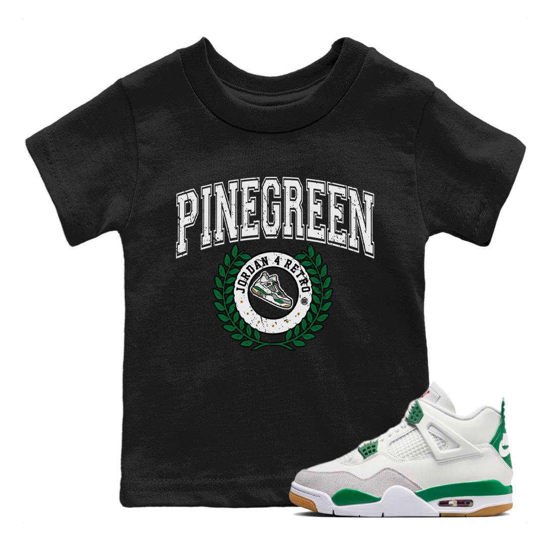 snkmatch Letter Kids Tops - Air Jordan 4 Pine Green