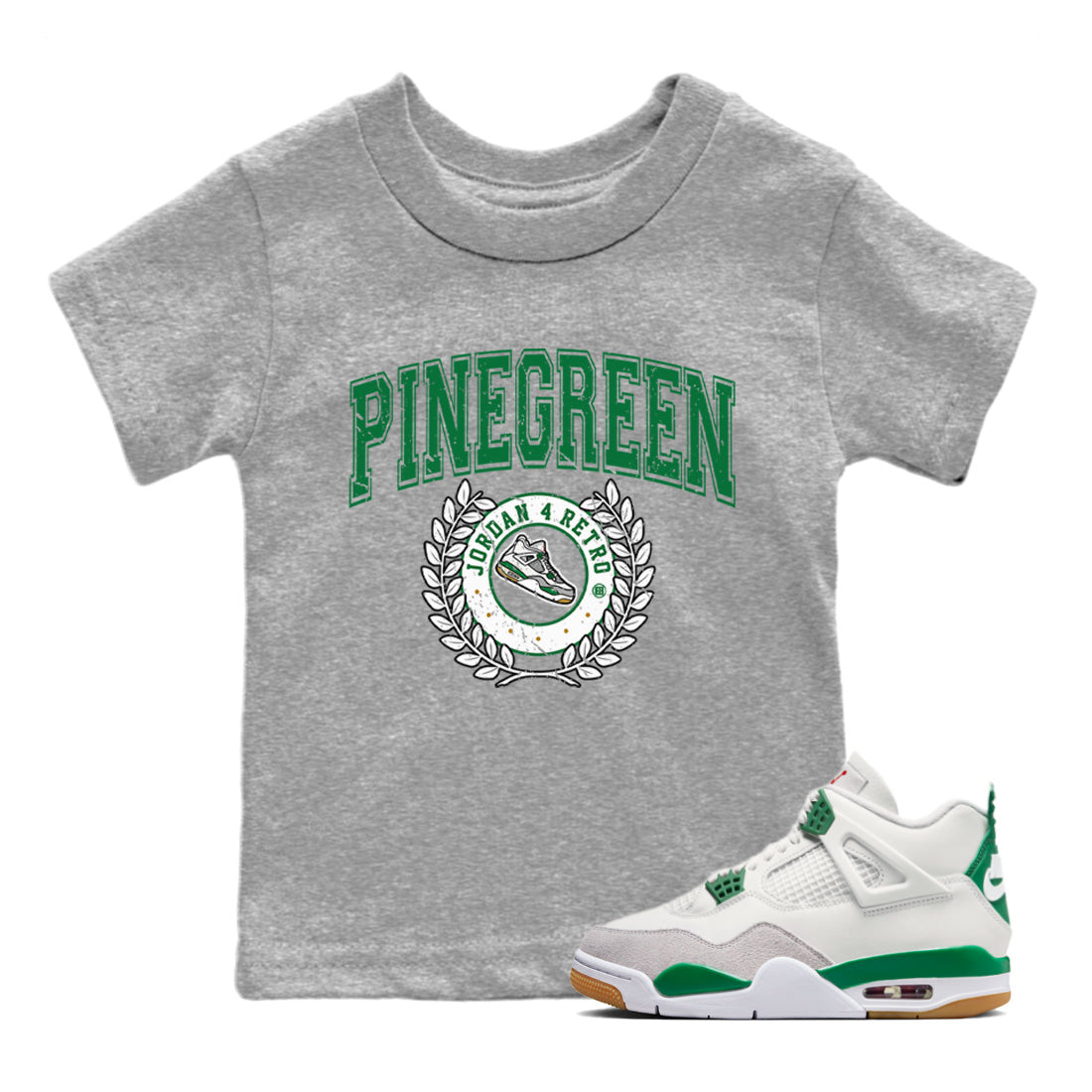 snkmatch Letter Kids Tops - Air Jordan 4 Pine Green SB