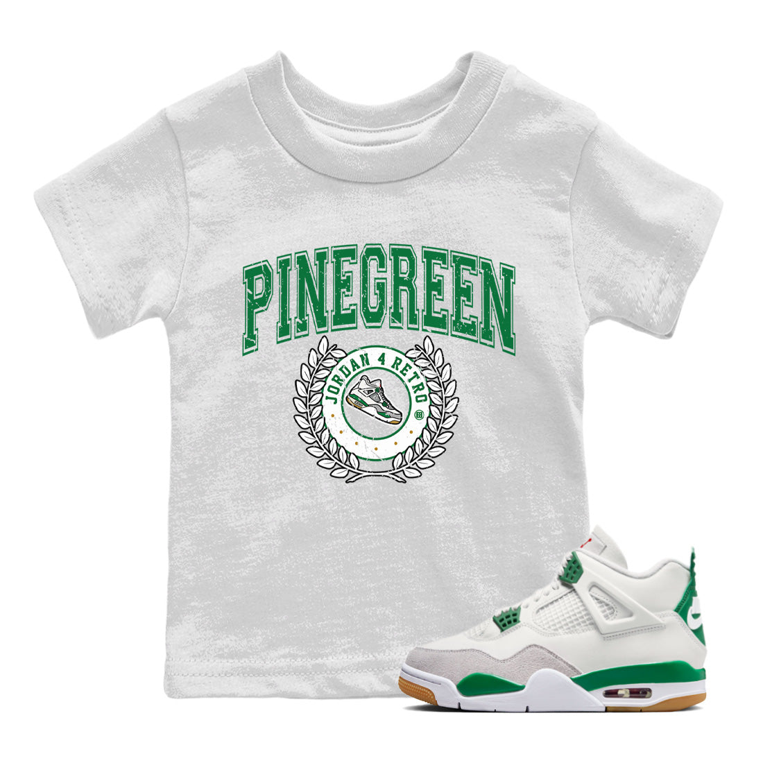 snkmatch Letter Kids Tops - Air Jordan 4 Pine Green