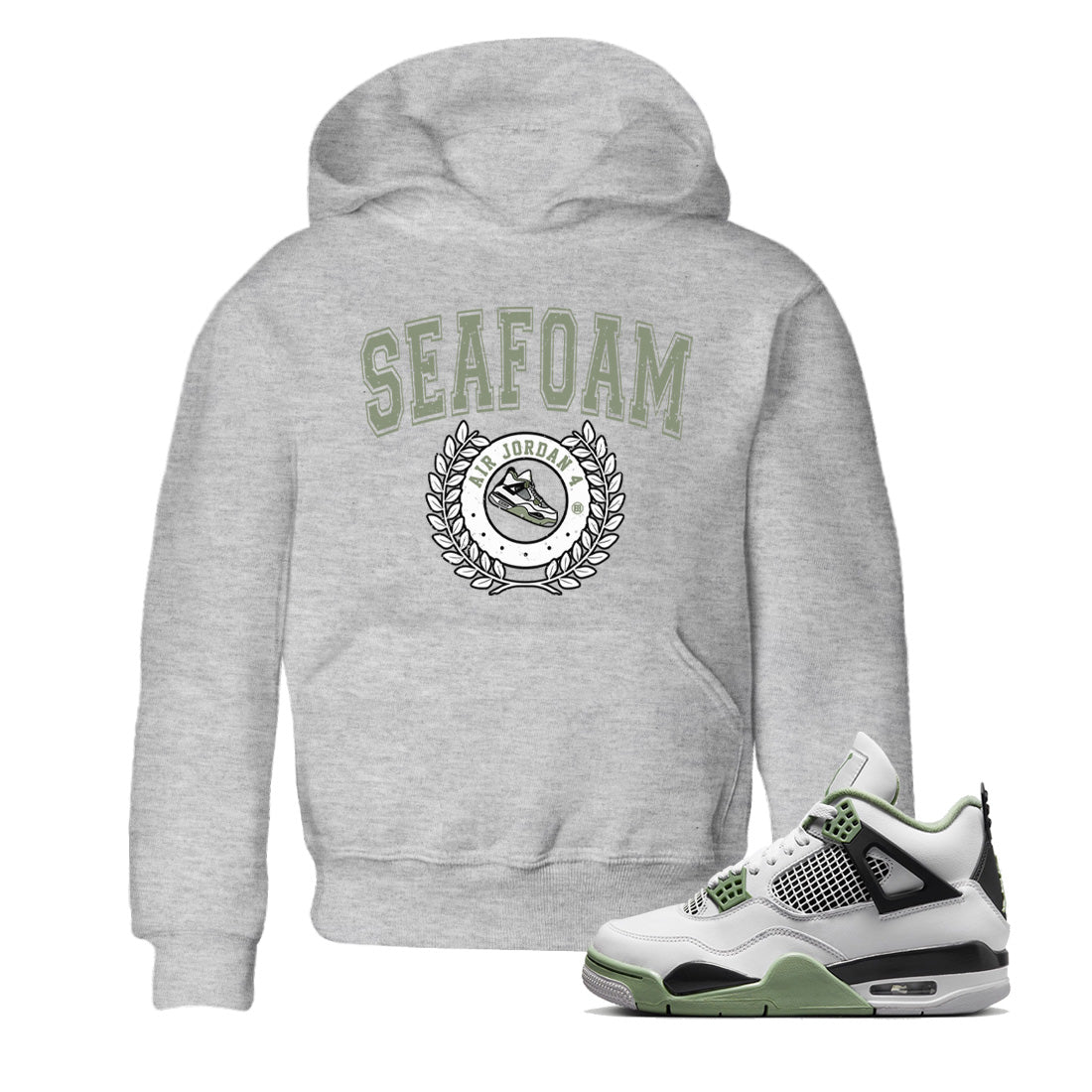 snkmatch Letter Kids Tops - Air Jordan 4 Seafoam