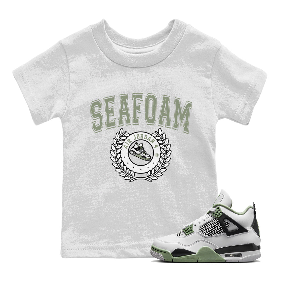 snkmatch Letter Kids Tops - Air Jordan 4 Seafoam