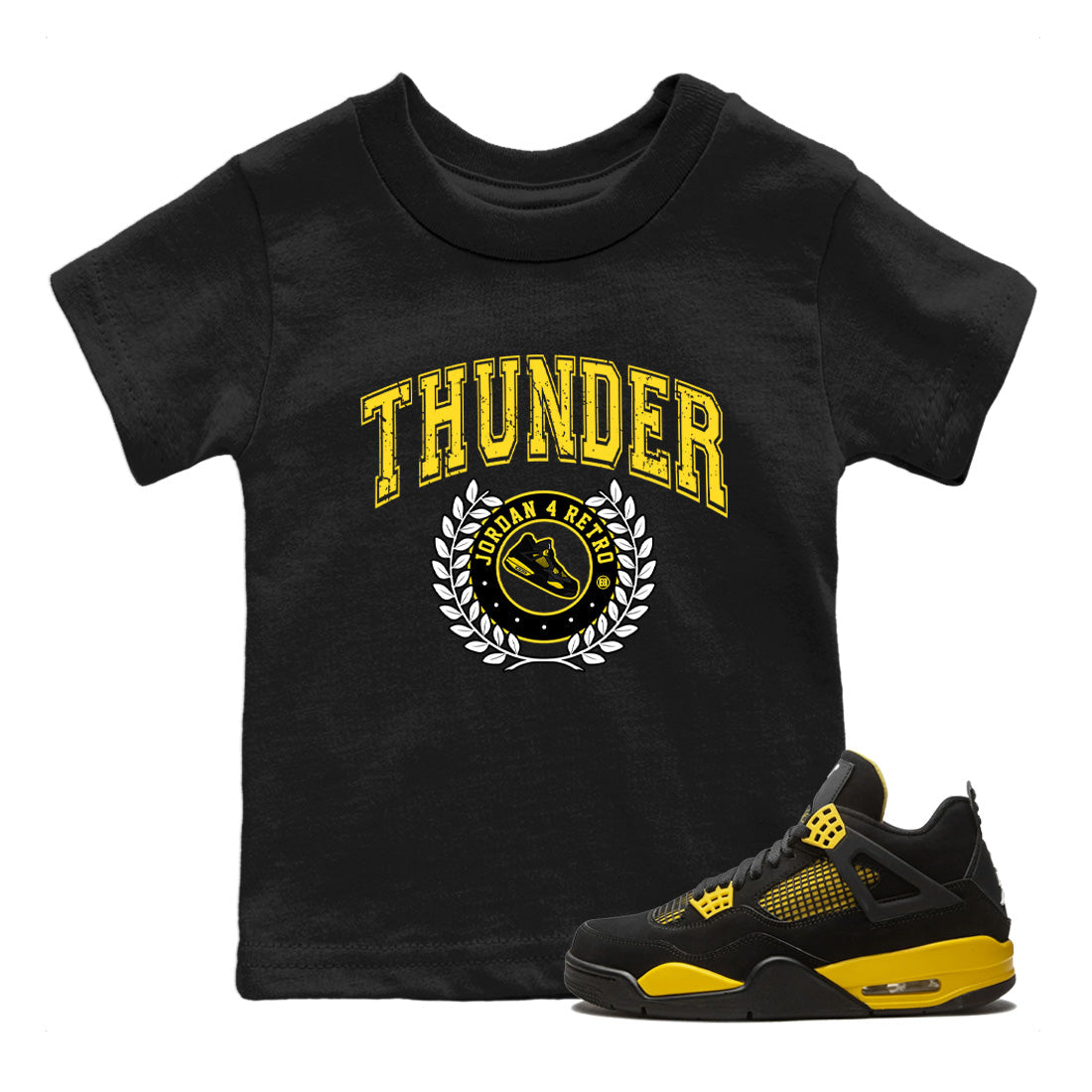 snkmatch Letter Kids Tops - Air Jordan 4 Thunder