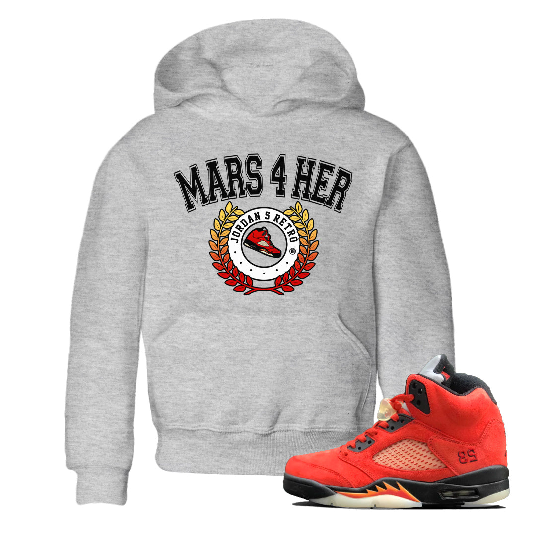 snkmatch Letter Kids Tops - Air Jordan 5 Mars For Her