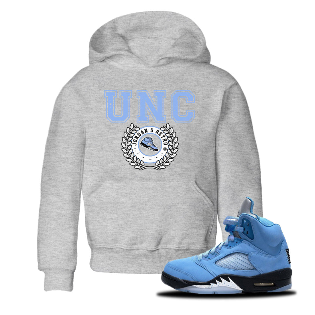 snkmatch Letter Kids Tops - Air Jordan 5 UNC