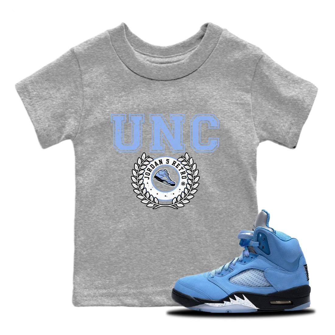 snkmatch Letter Kids Tops - Air Jordan 5 UNC