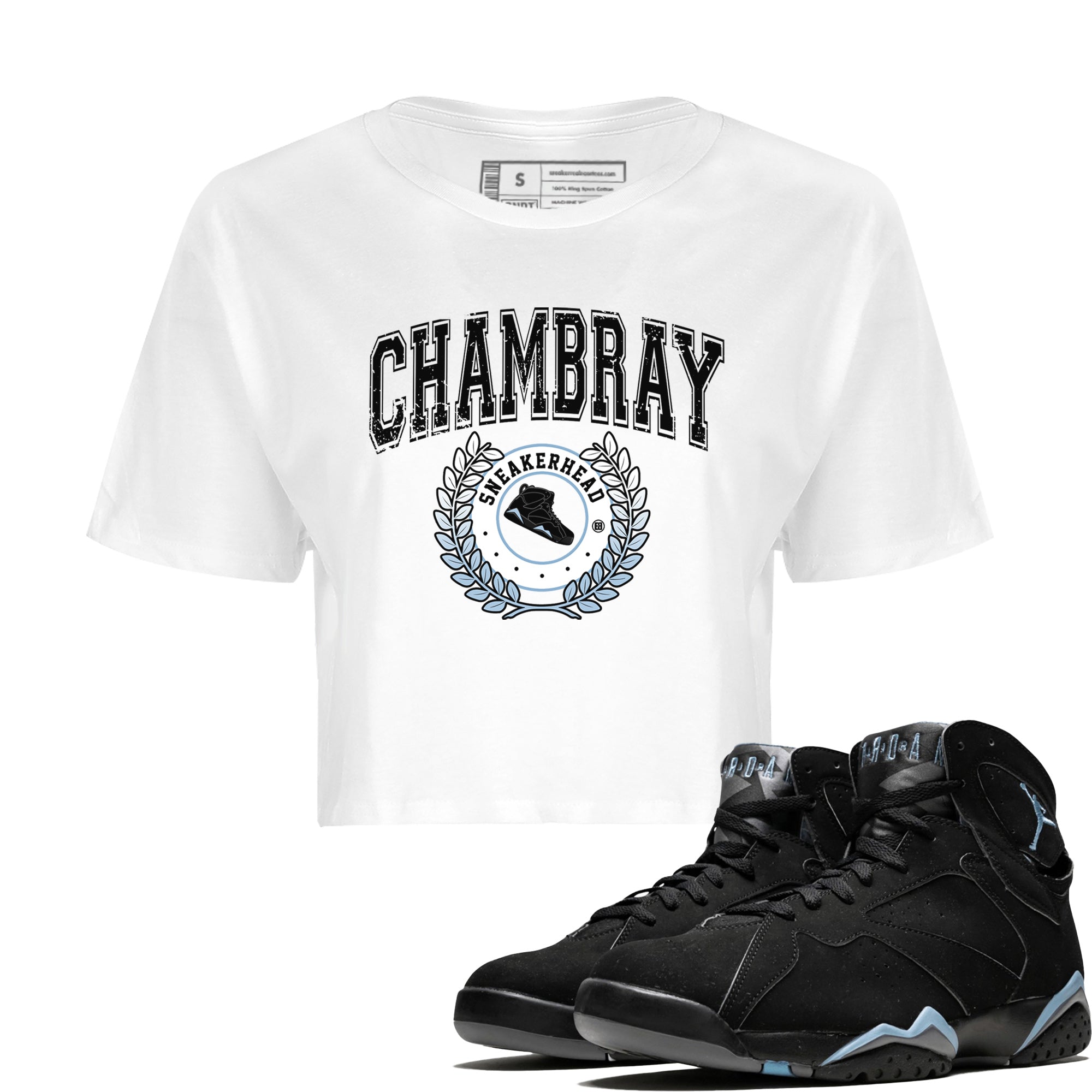 snkmatch Letter Women's Tops - Air Jordan 7 Chambray