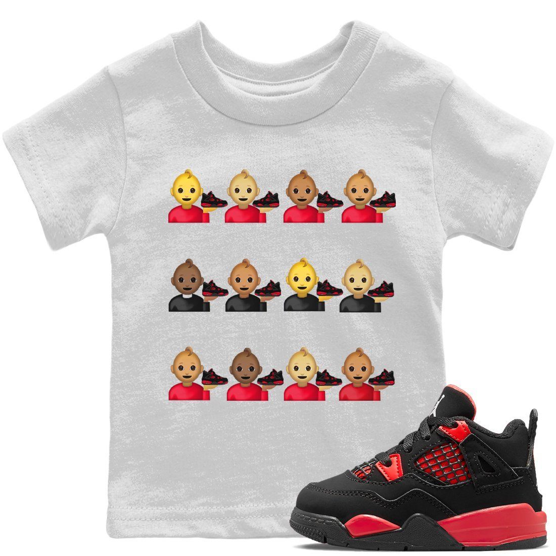 snkmatch Lover Baby Kids Tops - Air Jordan 4 Red Thunder