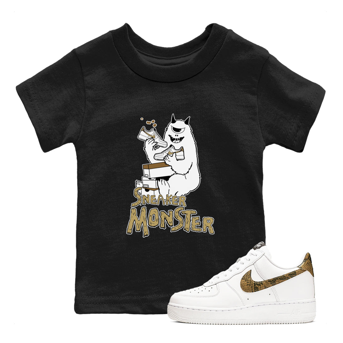 snkmatch Monster snkmatch Tees Kids - Air Force 1 Ivory Snake