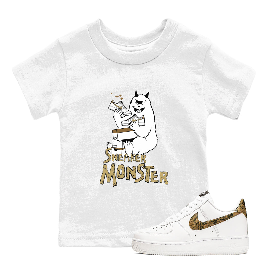 snkmatch Monster snkmatch Tees Kids - Air Force 1 Ivory Snake