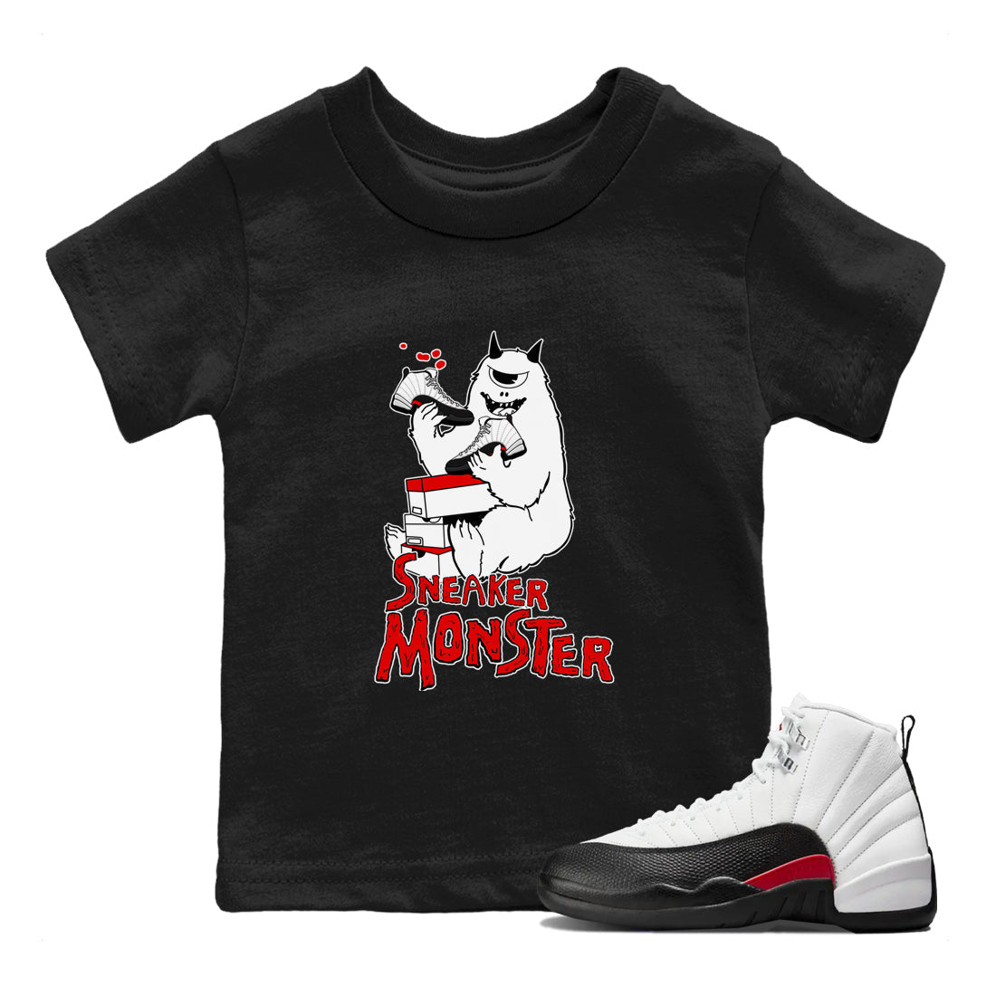 snkmatch Monster snkmatch Tees Kids - Air Jordan 12 Taxi Flip