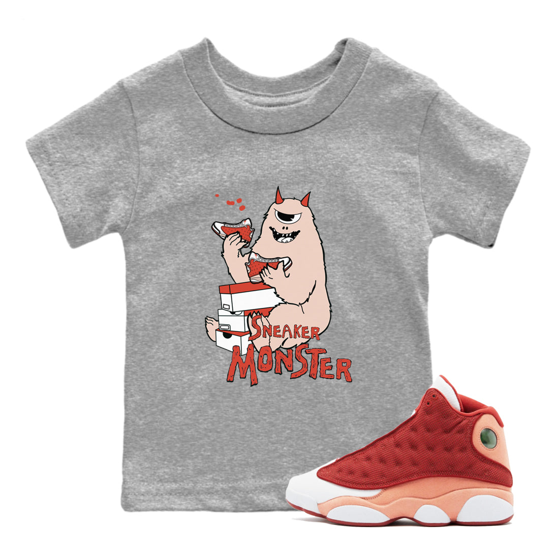 snkmatch Monster snkmatch Tees Kids - Air Jordan 13 Dune Red