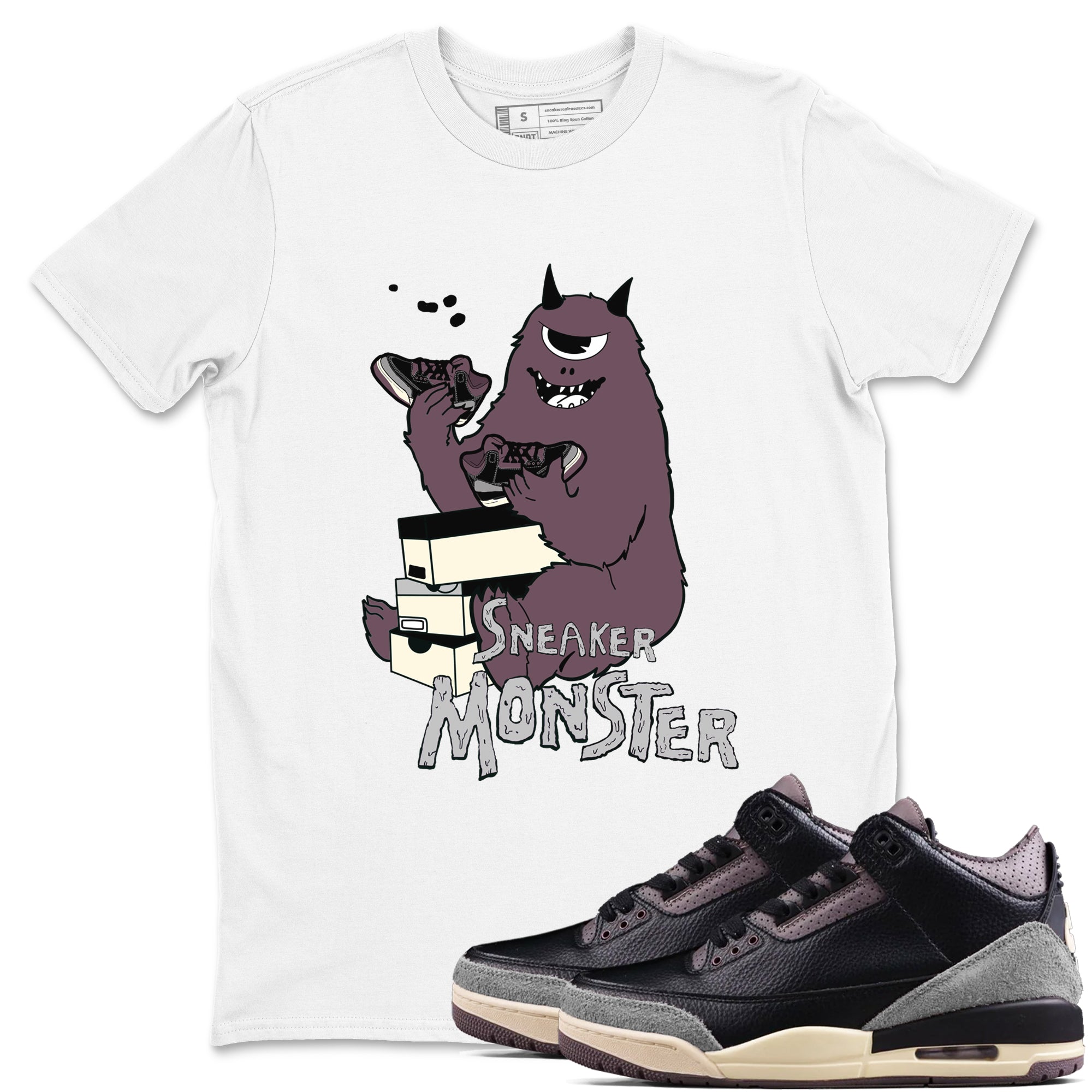 snkmatch Monster snkmatch Tees - Air Jordan 3 A Ma Maniere x Black