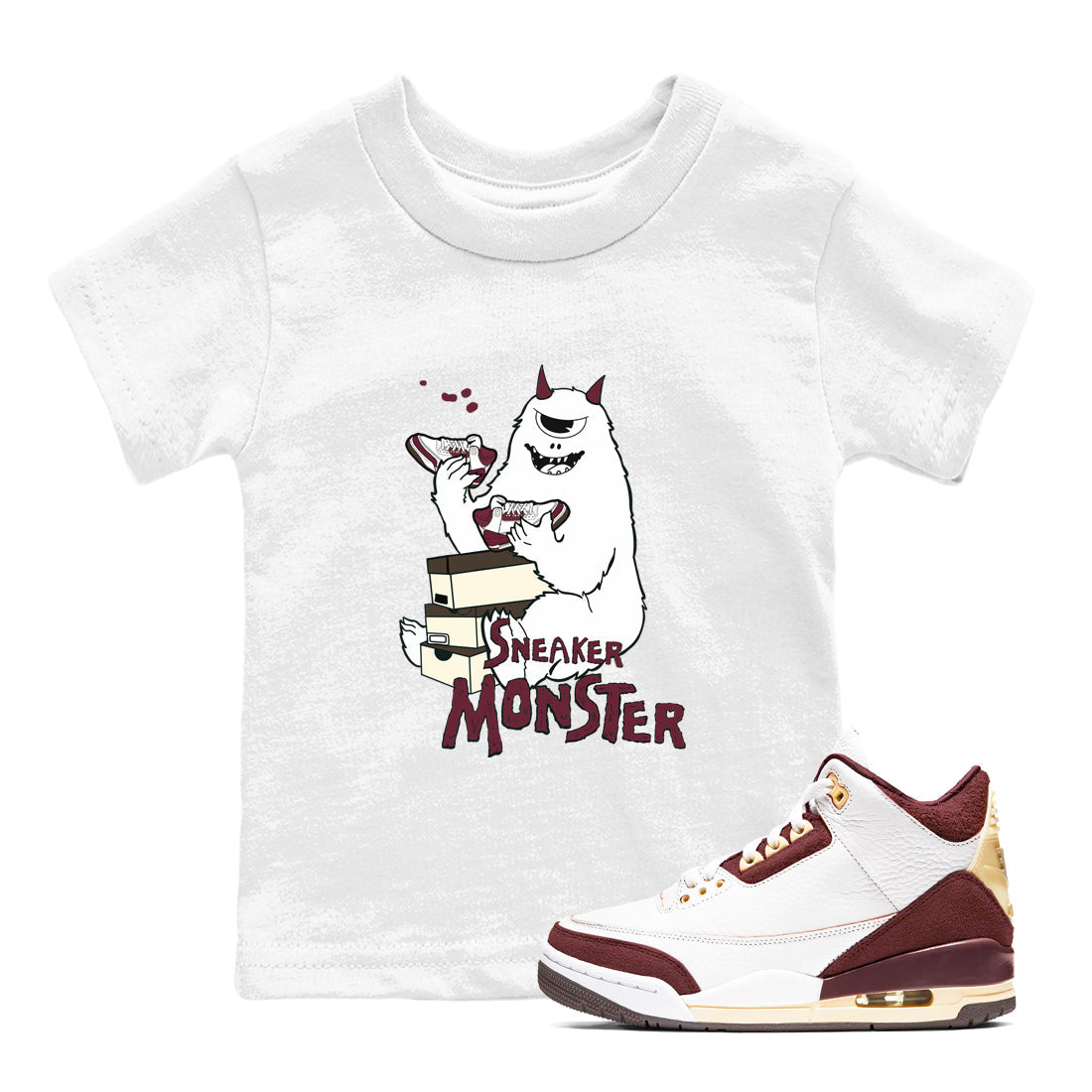 snkmatch Monster snkmatch Tees Kids - Air Jordan 3 A Ma Maniere x Burgundy Crush