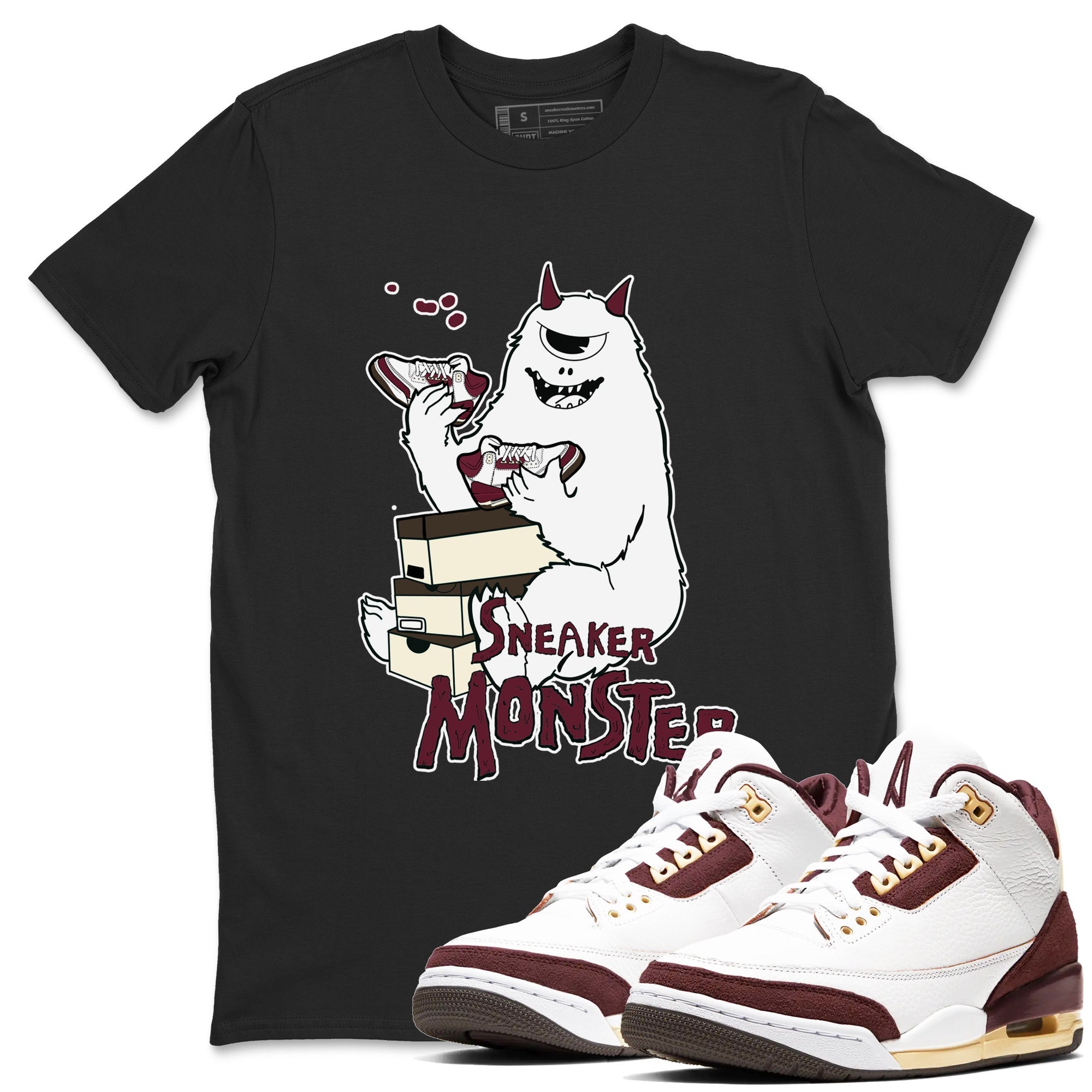 snkmatch Monster snkmatch Tees - Air Jordan 3 A Ma Maniere x Burgundy Crush