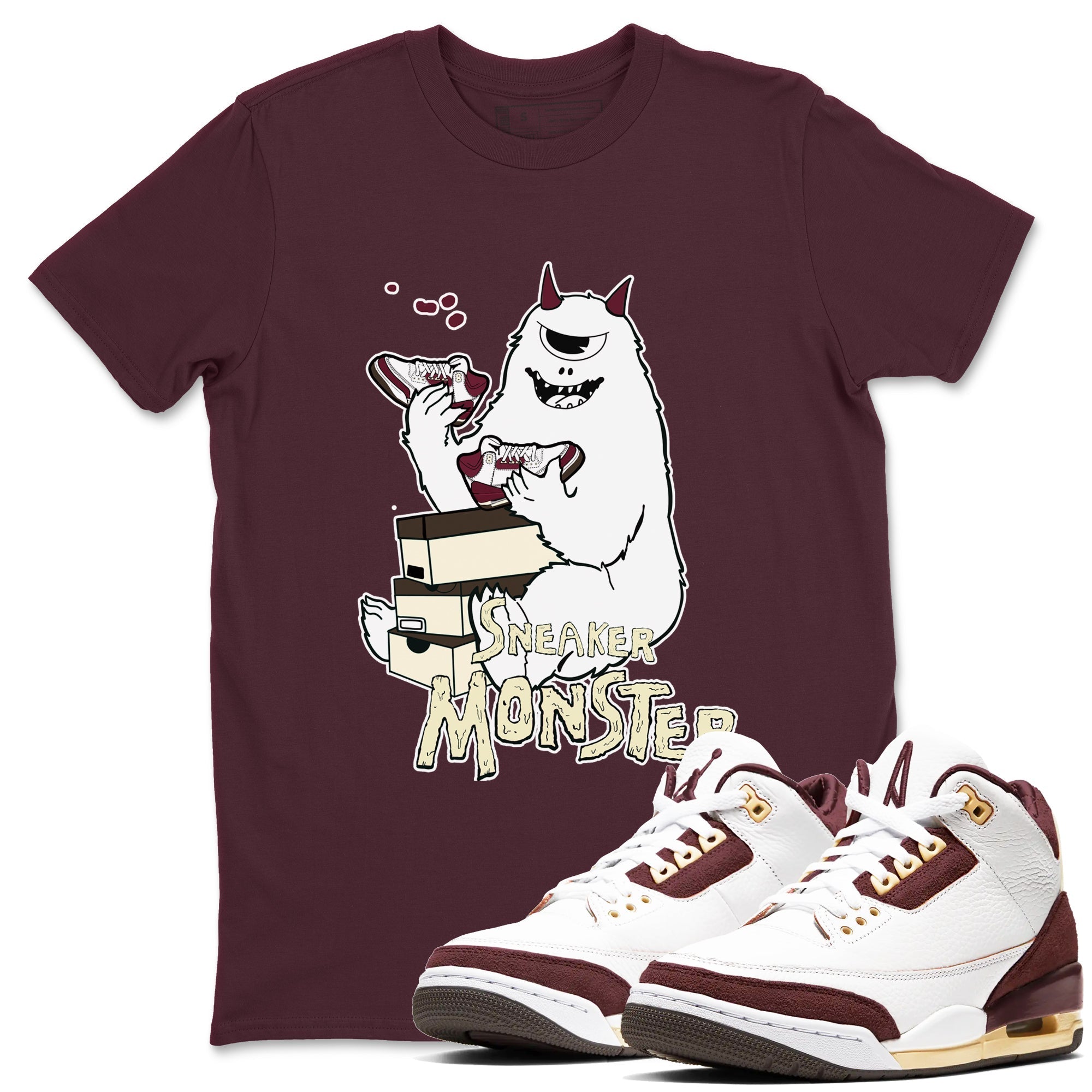snkmatch Monster snkmatch Tees - Air Jordan 3 A Ma Maniere x Burgundy Crush