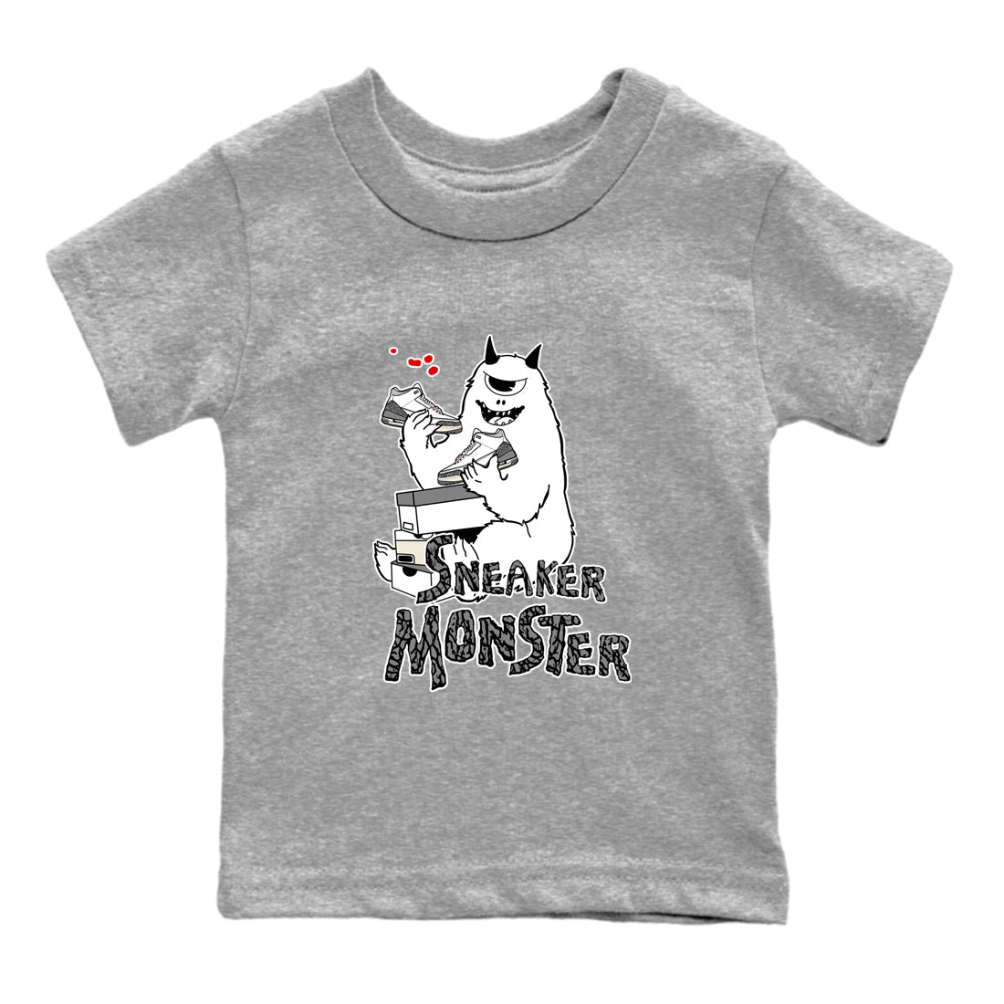 snkmatch Monster snkmatch Tees Kids - Air Jordan 3 Cement Grey