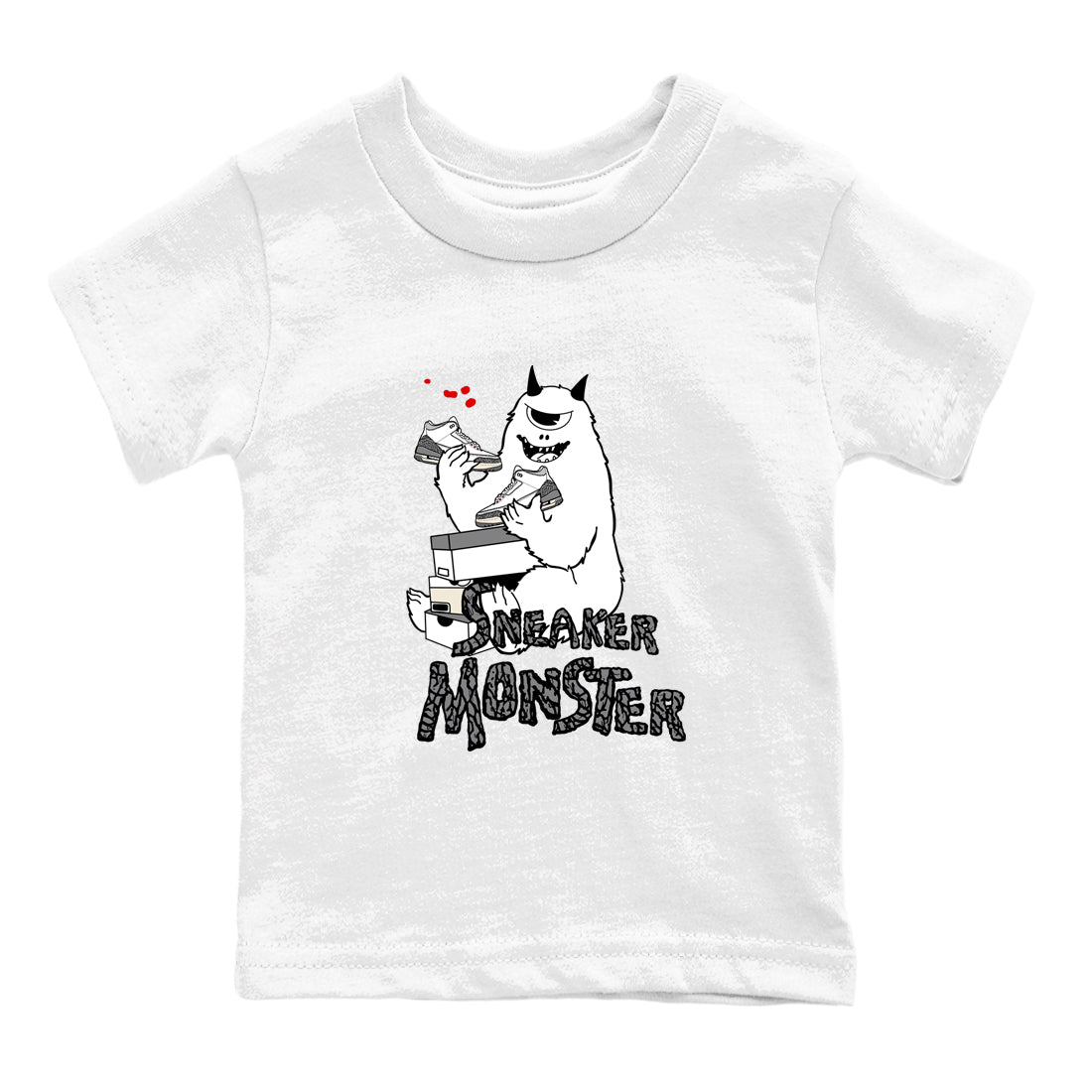 snkmatch Monster snkmatch Tees Kids - Air Jordan 3 Cement Grey
