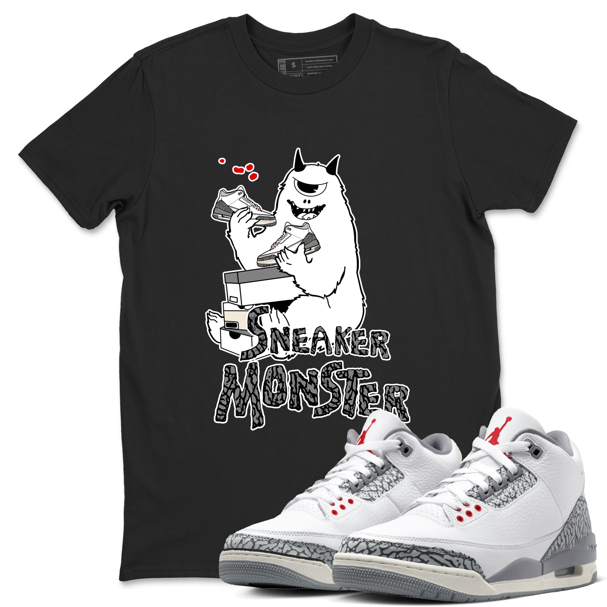 snkmatch Monster snkmatch Tees - Air Jordan 3 Cement Grey