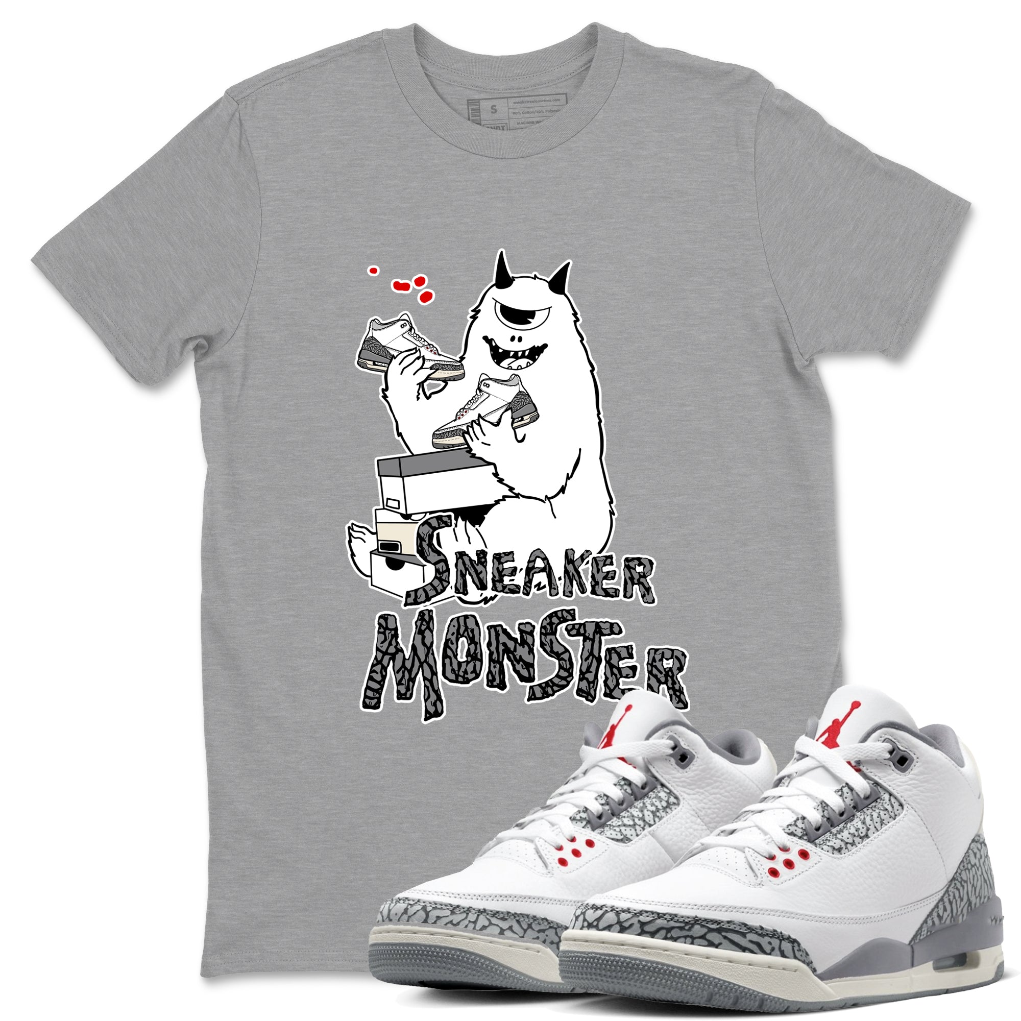 snkmatch Monster snkmatch Tees - Air Jordan 3 Cement Grey