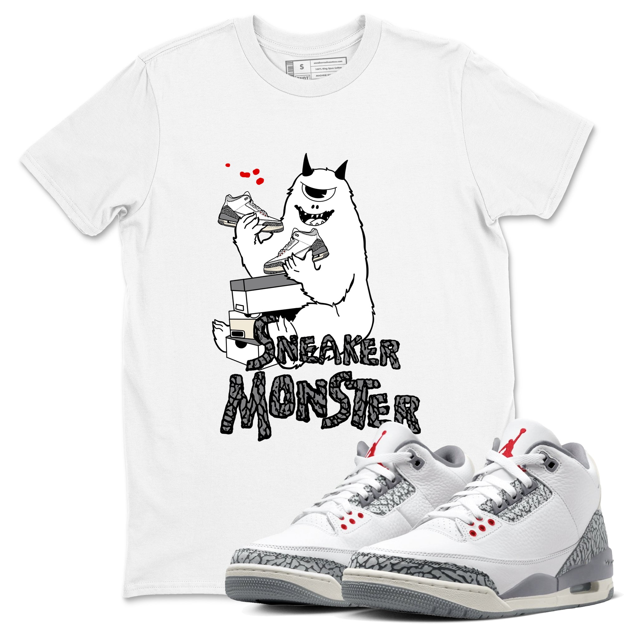 snkmatch Monster snkmatch Tees - Air Jordan 3 Cement Grey