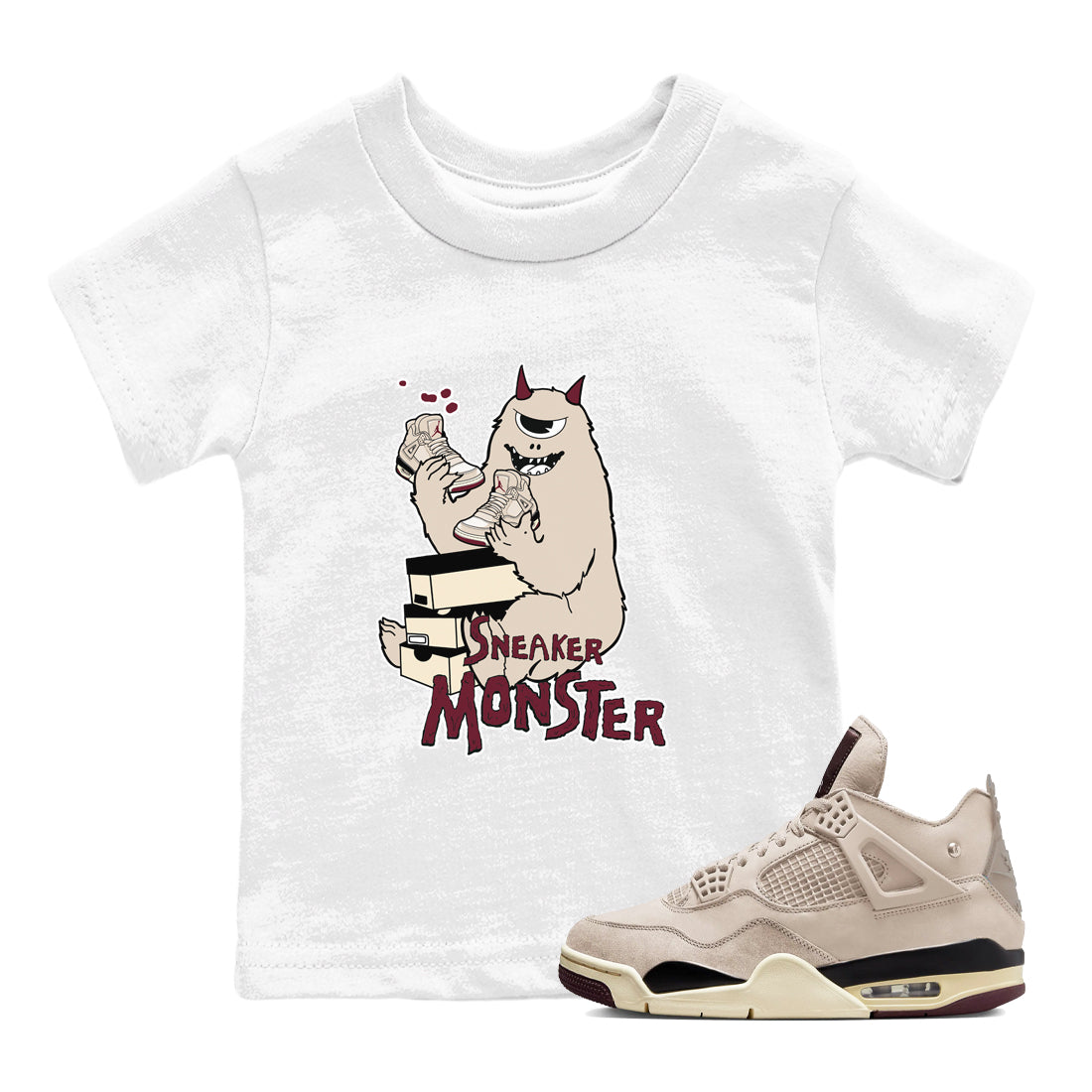 snkmatch Monster snkmatch Tees Kids - Air Jordan 4 A Ma Maniere x Fossil Stone