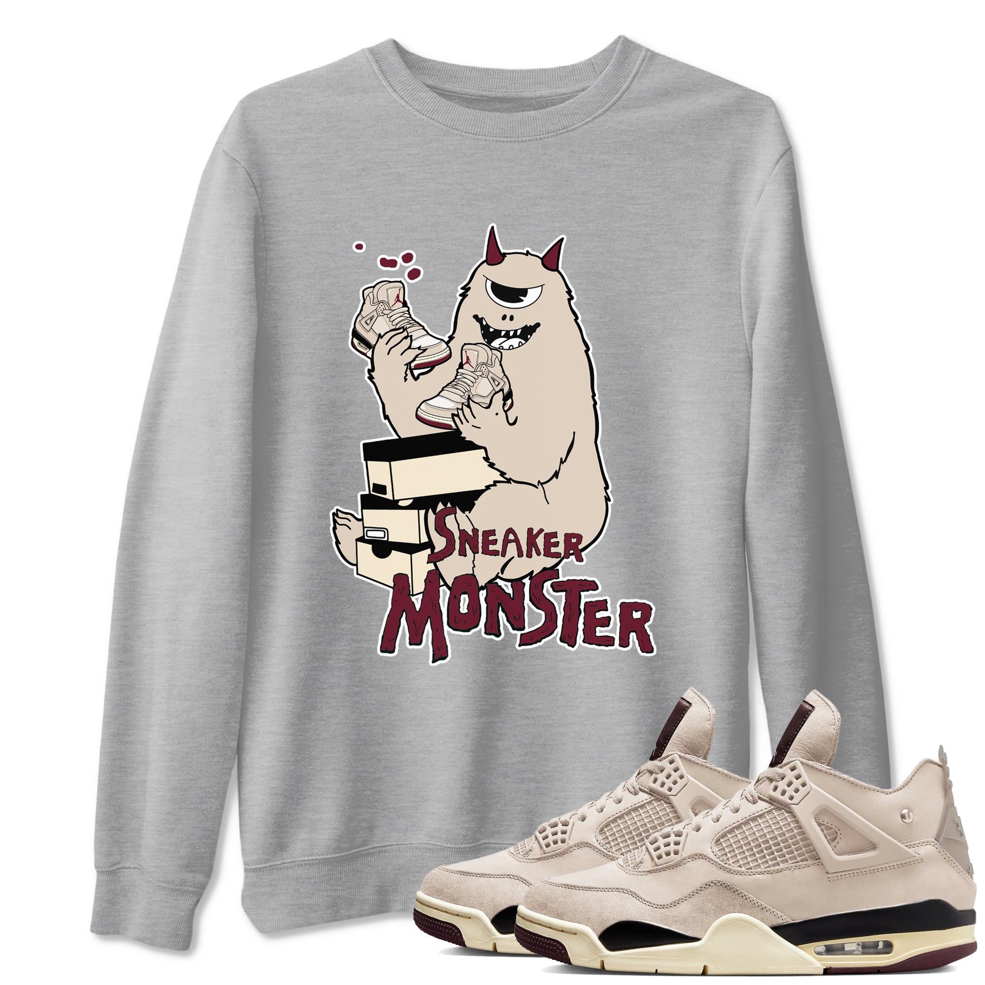 snkmatch Monster snkmatch Tees - Air Jordan 4 A Ma Maniere x Fossil Stone