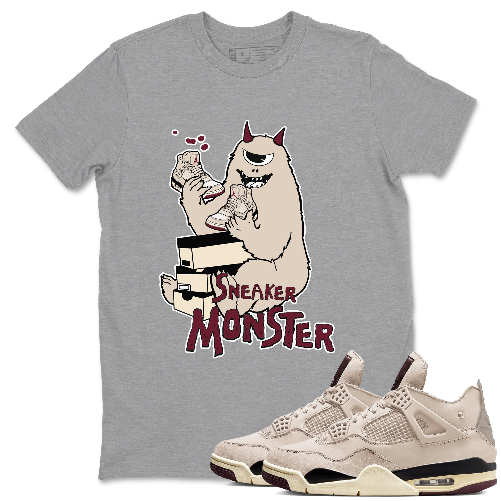 snkmatch Monster snkmatch Tees - Air Jordan 4 A Ma Maniere x Fossil Stone