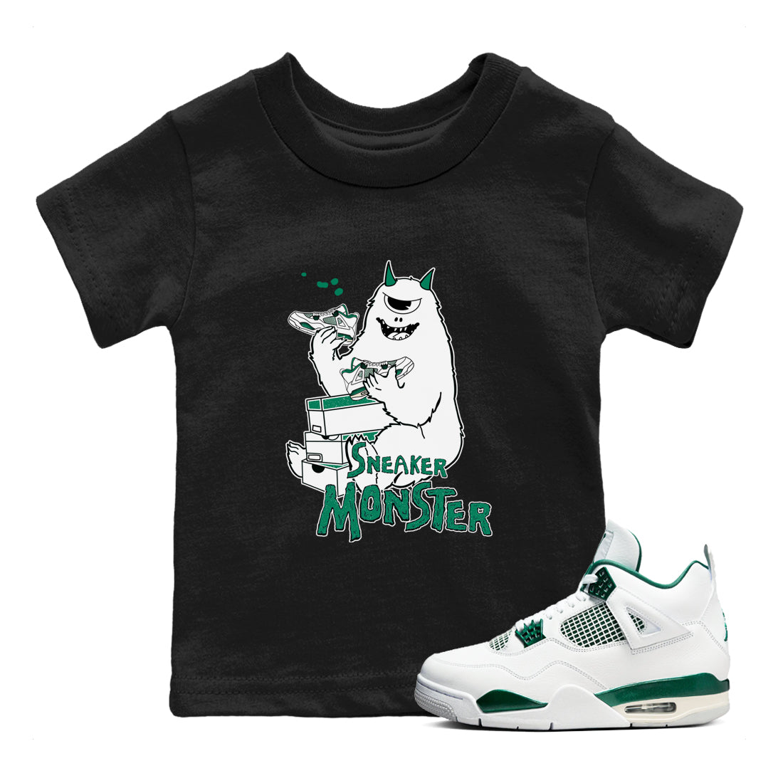 snkmatch Monster snkmatch Tees Kids - Air Jordan 4 Oxidized Green