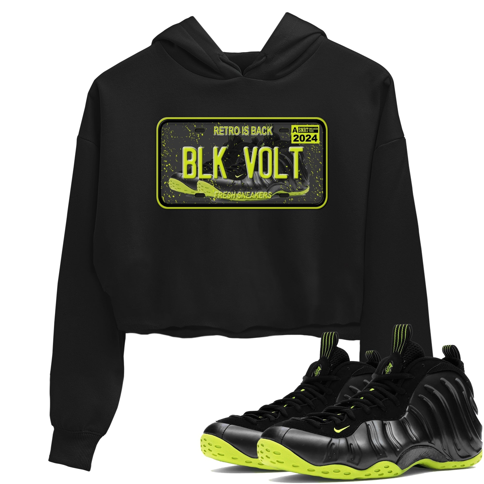 snkmatch Plate snkmatch Women's Top - Air Foamposite One Black Volt