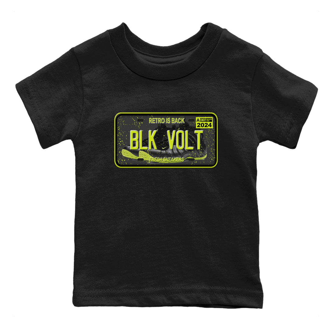snkmatch Plate snkmatch Tees Kids - Air Foamposite One Black Volt