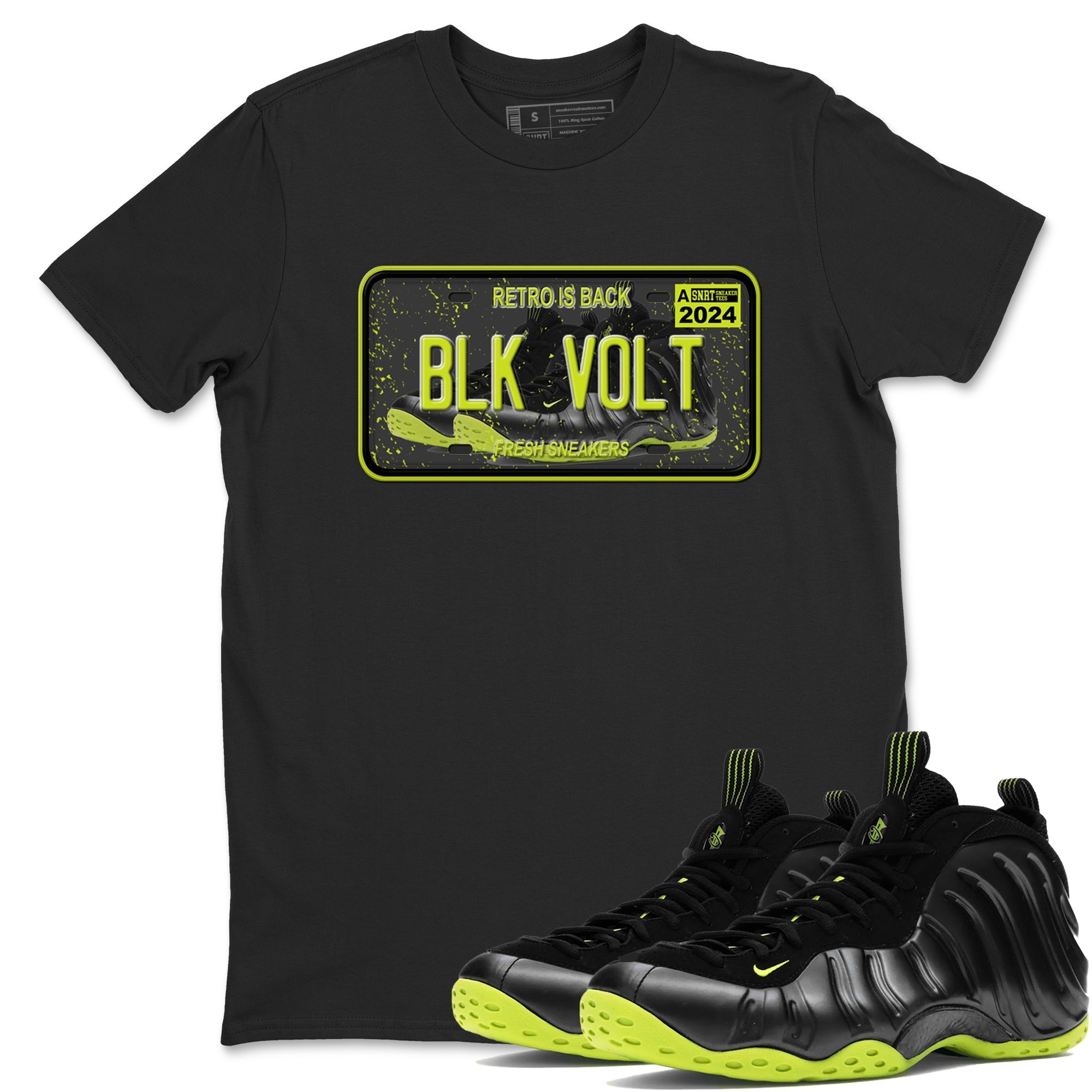 snkmatch Plate snkmatch Tees - Air Foamposite One Black Volt