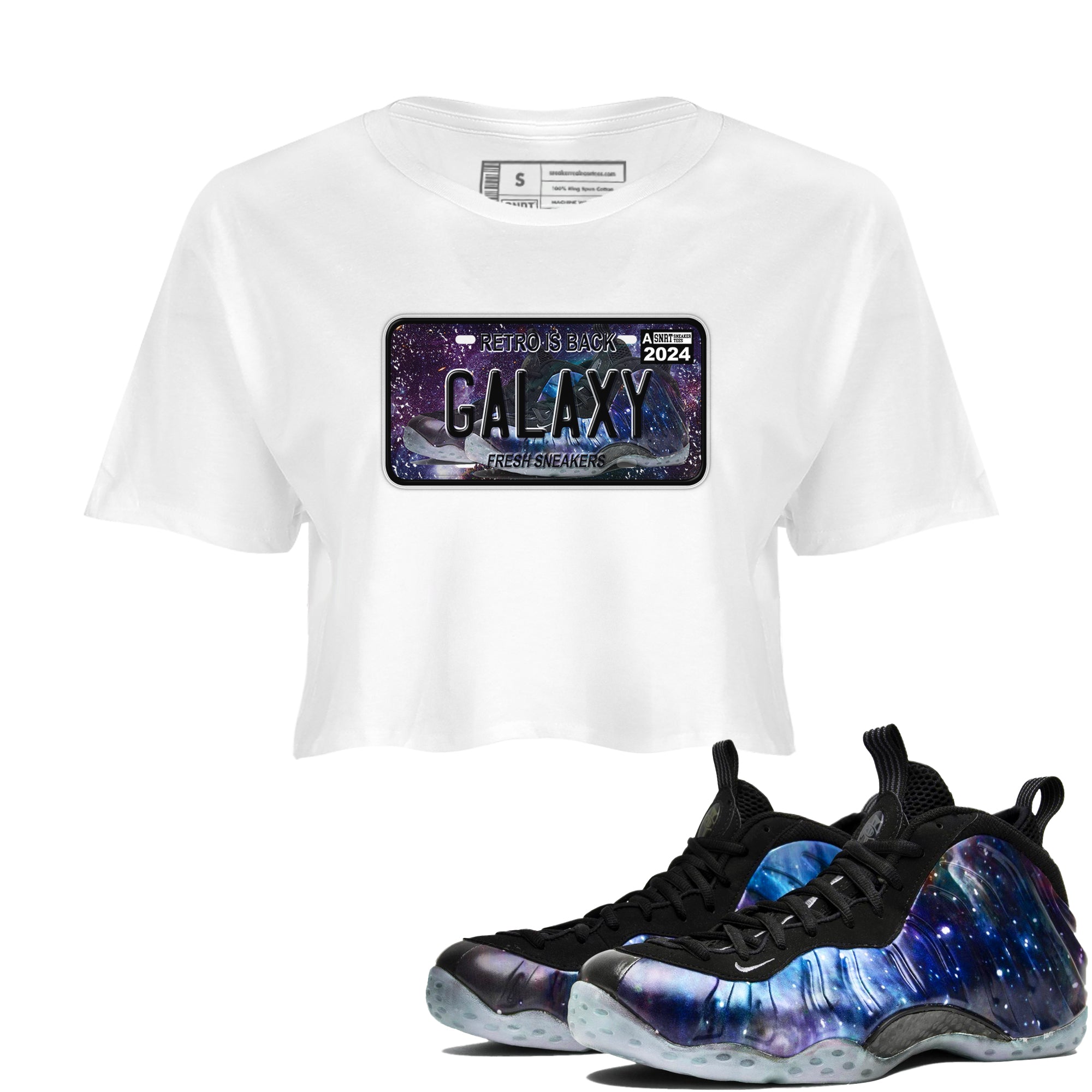 snkmatch Plate snkmatch Women's Top - Air Foamposite One Galaxy