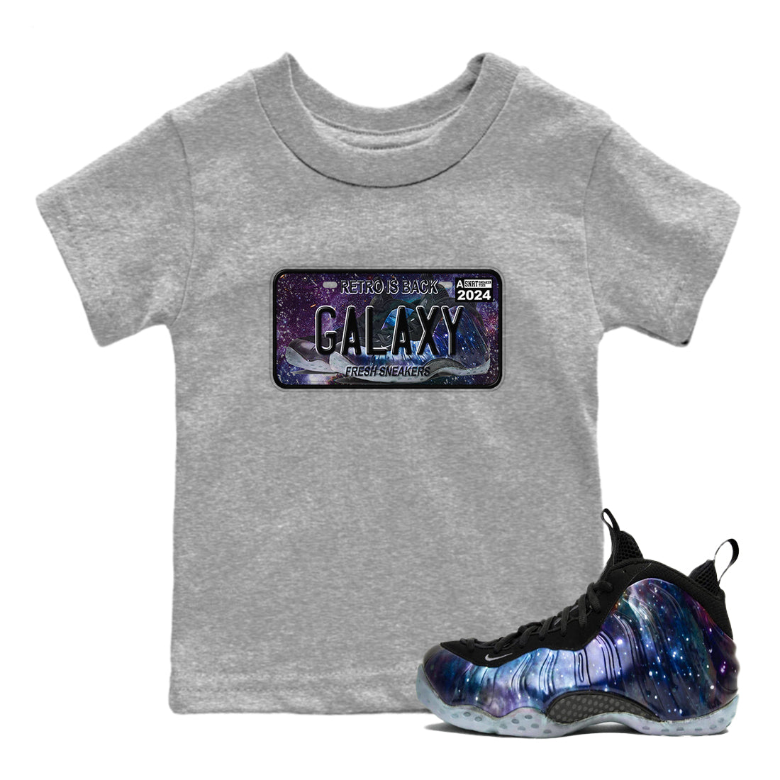 snkmatch Plate snkmatch Tees Kids - Air Foamposite One Galaxy