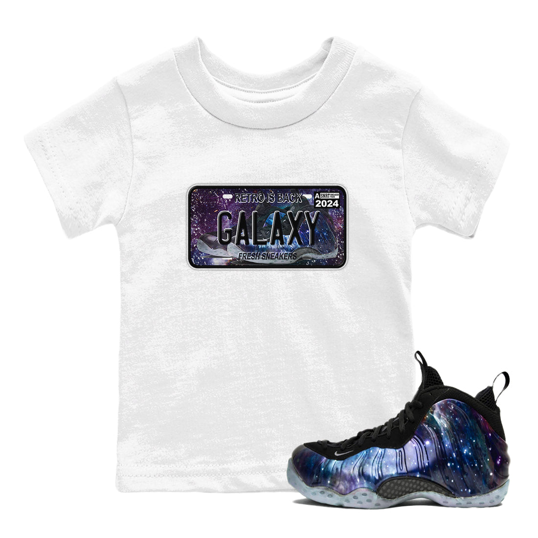snkmatch Plate snkmatch Tees Kids - Air Foamposite One Galaxy