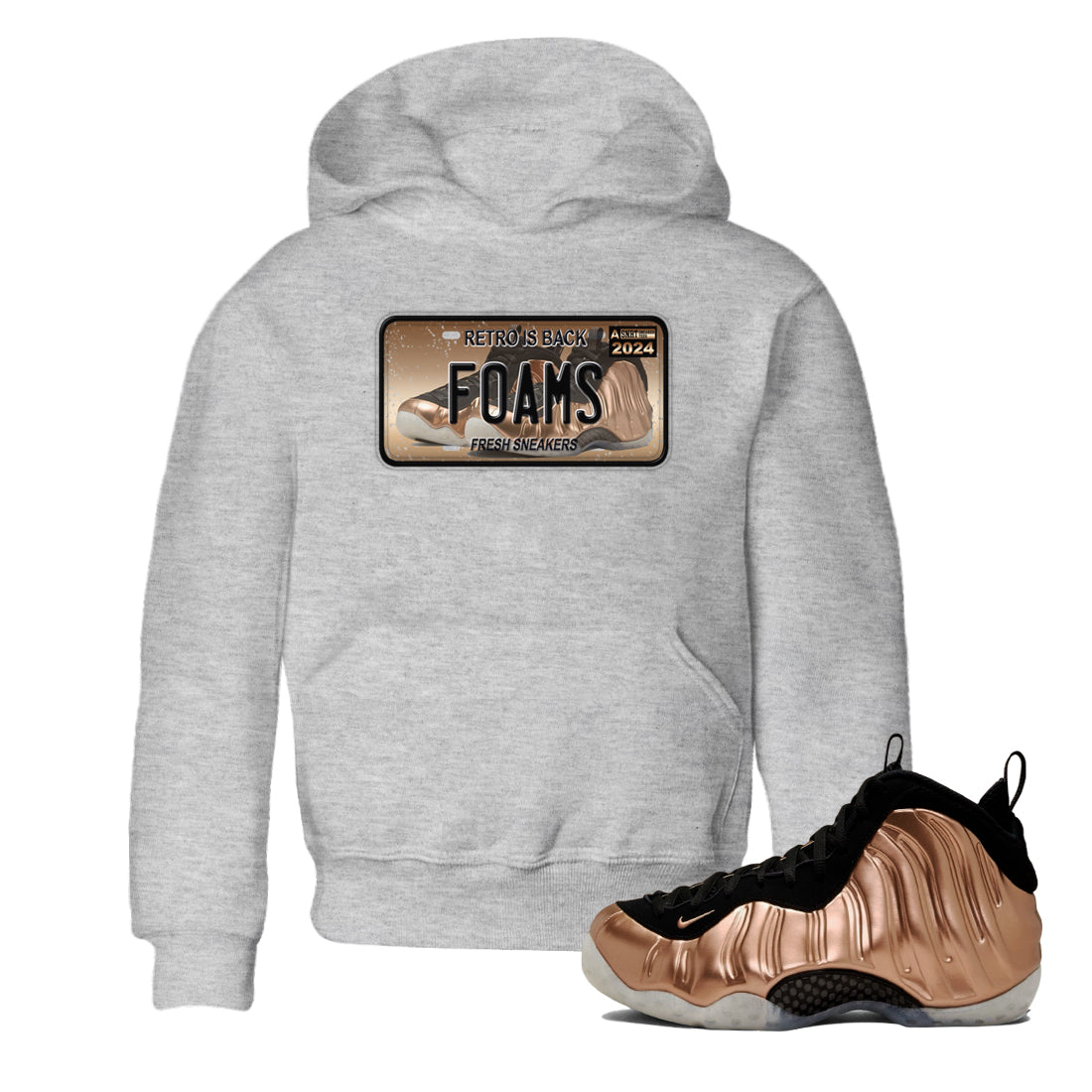 snkmatch Plate snkmatch Tees Kids - Air Foamposite One Metallic Copper