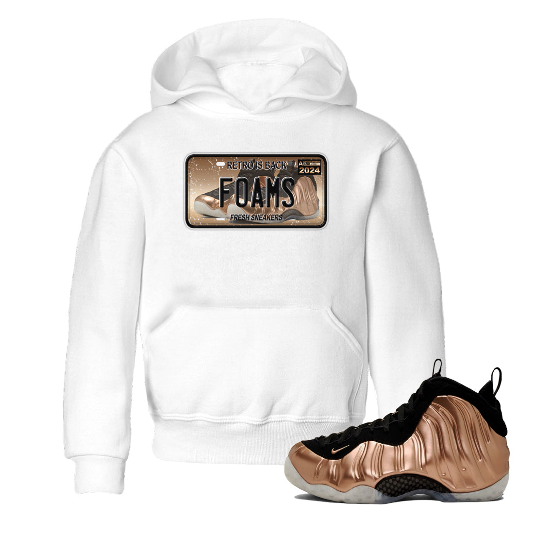 snkmatch Plate snkmatch Tees Kids - Air Foamposite One Metallic Copper
