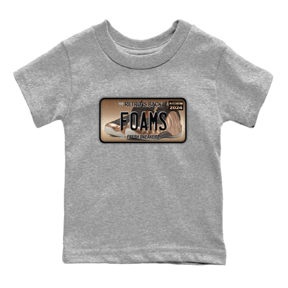 snkmatch Plate snkmatch Tees Kids - Air Foamposite One Metallic Copper