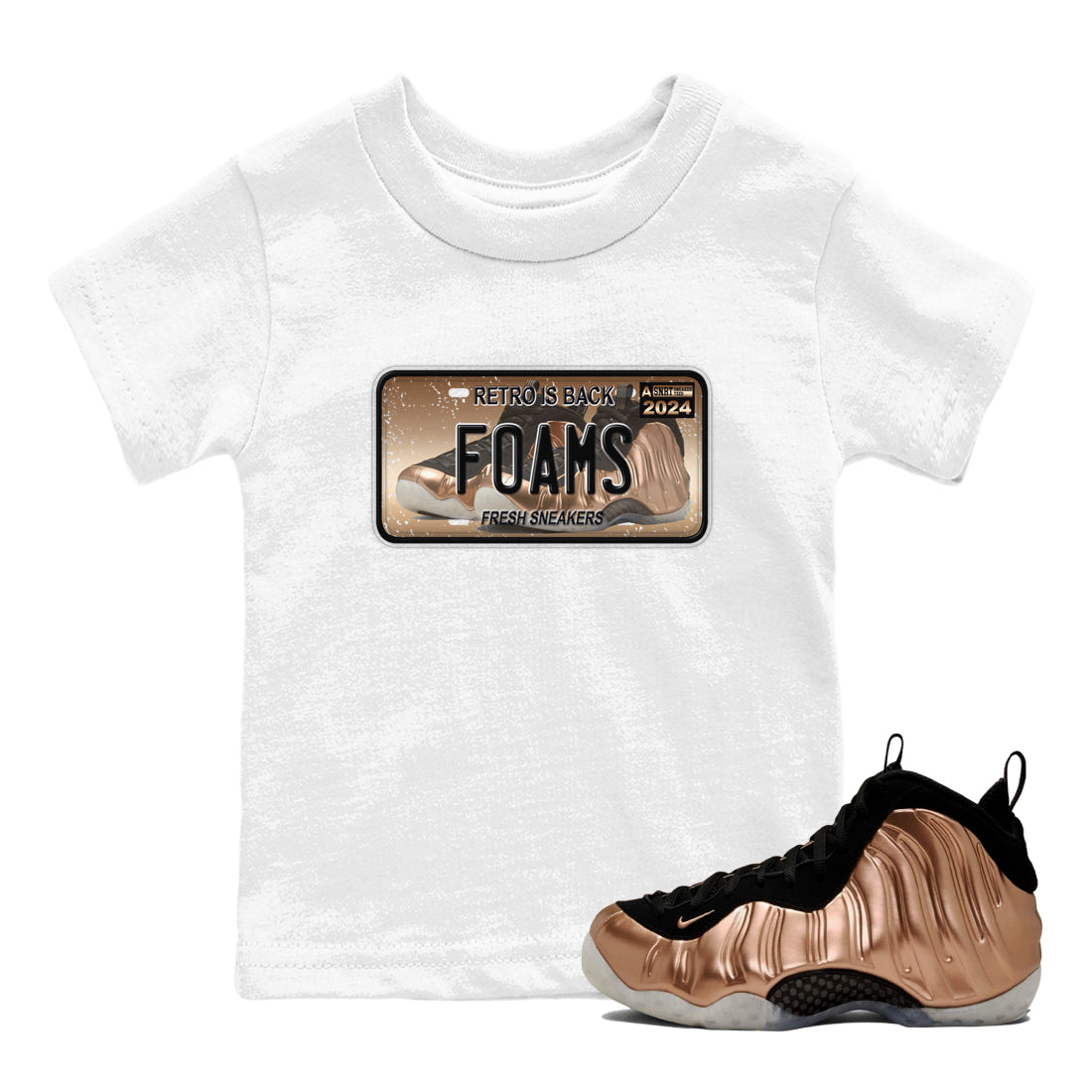 snkmatch Plate snkmatch Tees Kids - Air Foamposite One Metallic Copper