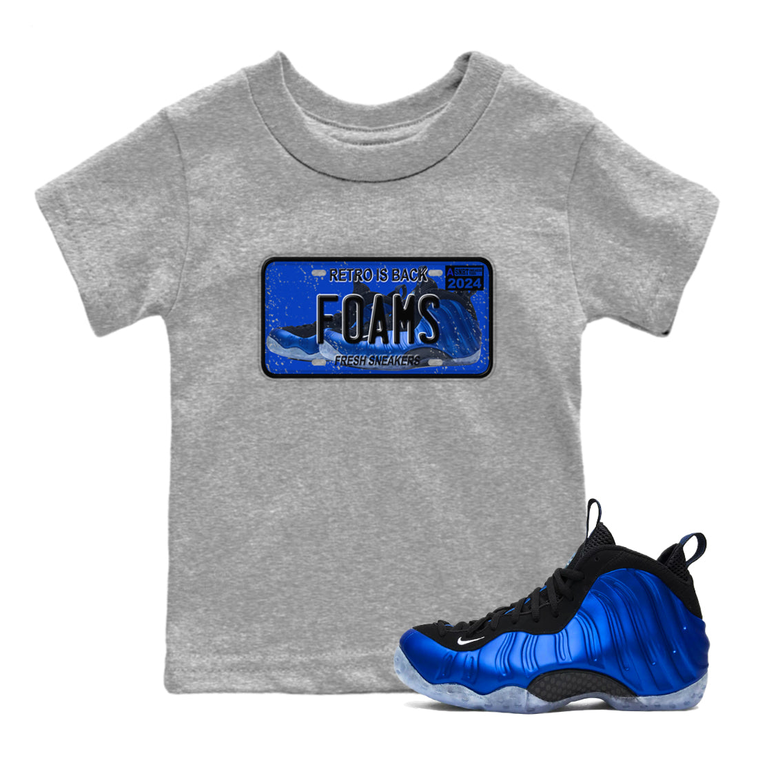 snkmatch Plate snkmatch Tees Kids - Air Foamposite One Royal
