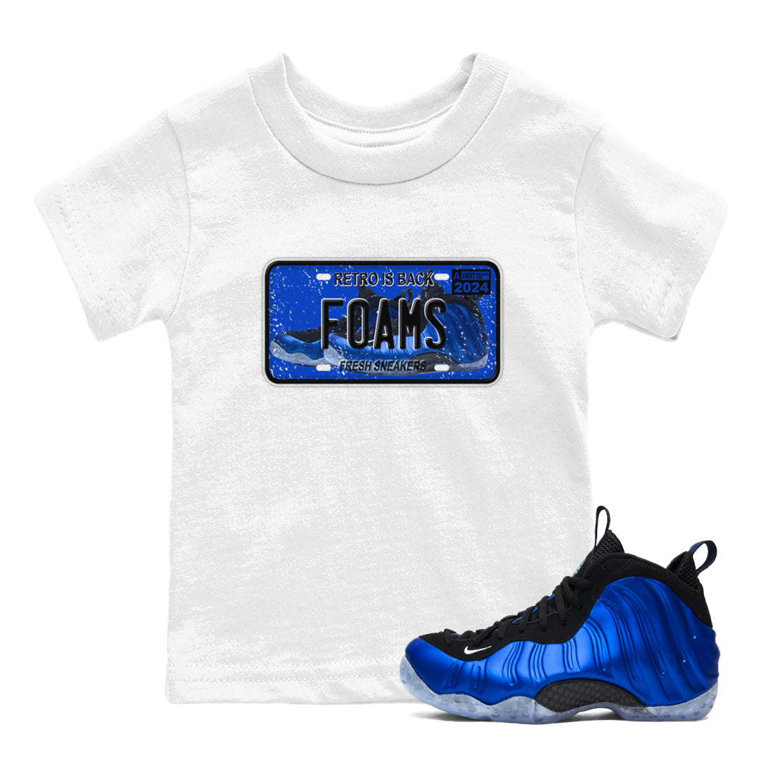 snkmatch Plate snkmatch Tees Kids - Air Foamposite One Royal
