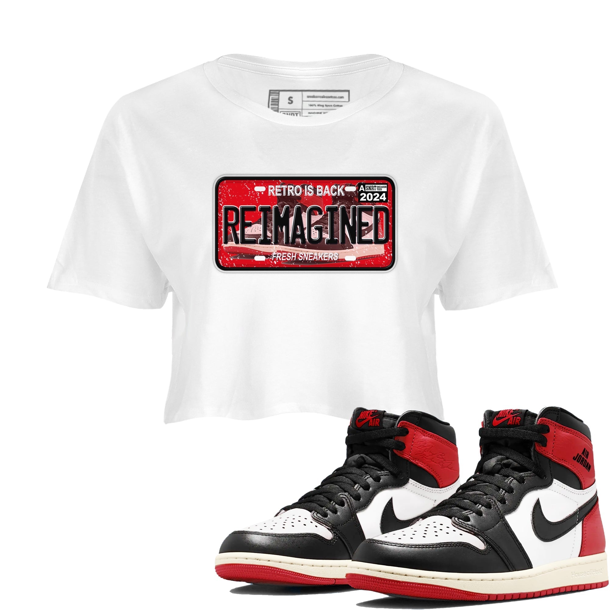 snkmatch Plate snkmatch Women's Top - Air Jordan 1 Black Toe Reimagined