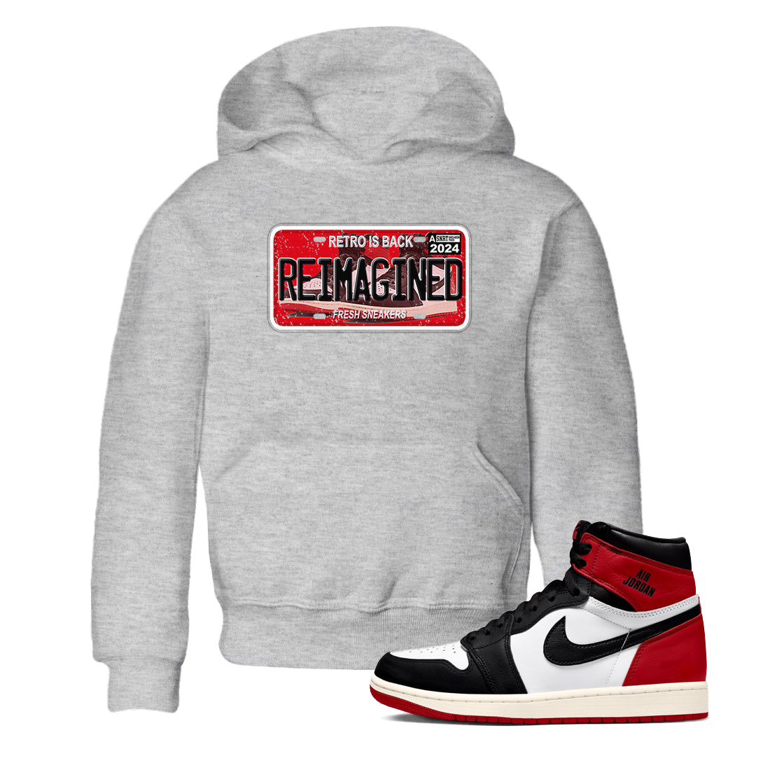 snkmatch Plate snkmatch Tees Kids - Air Jordan 1 Black Toe Reimagined