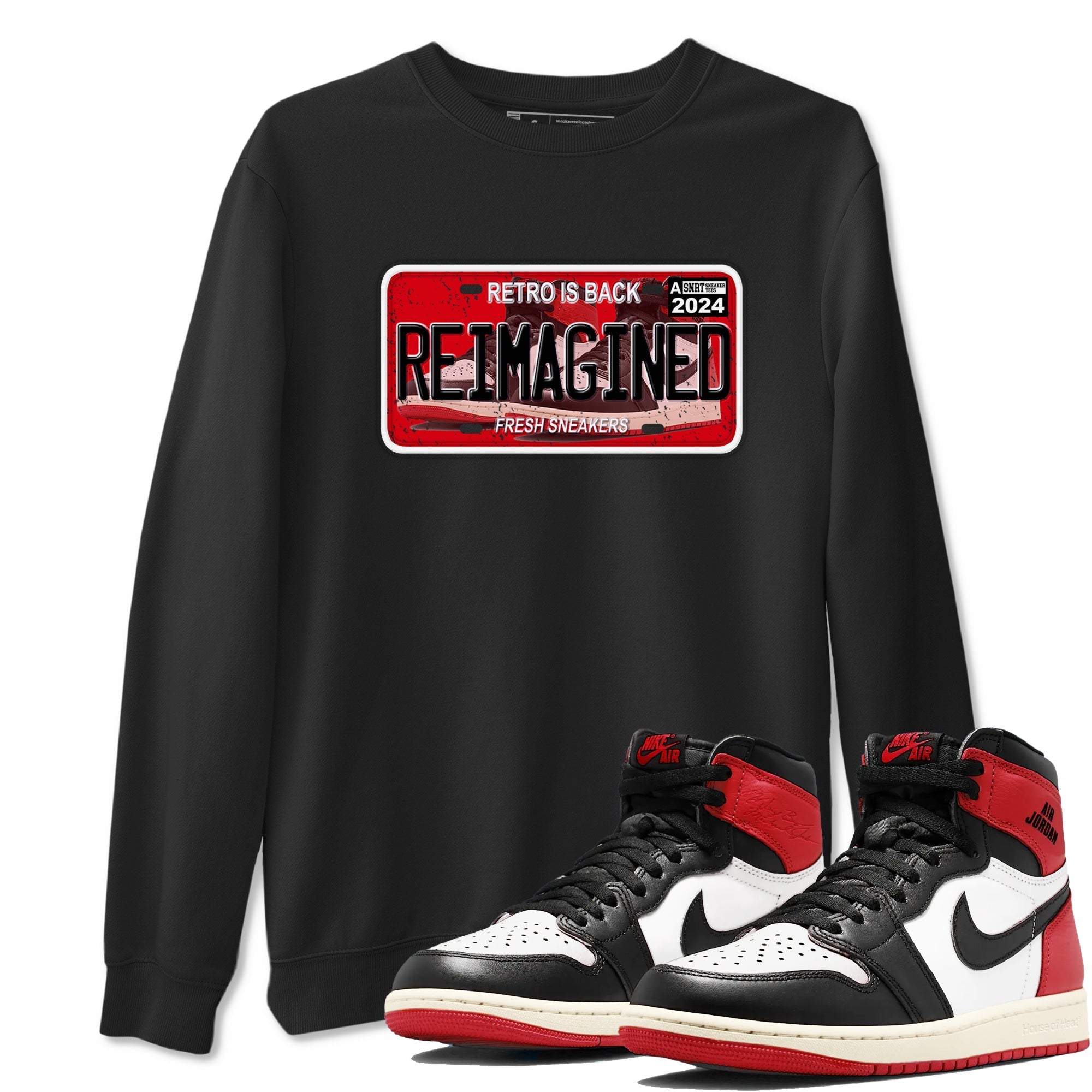 snkmatch Plate snkmatch Tees - Air Jordan 1 Black Toe Reimagined