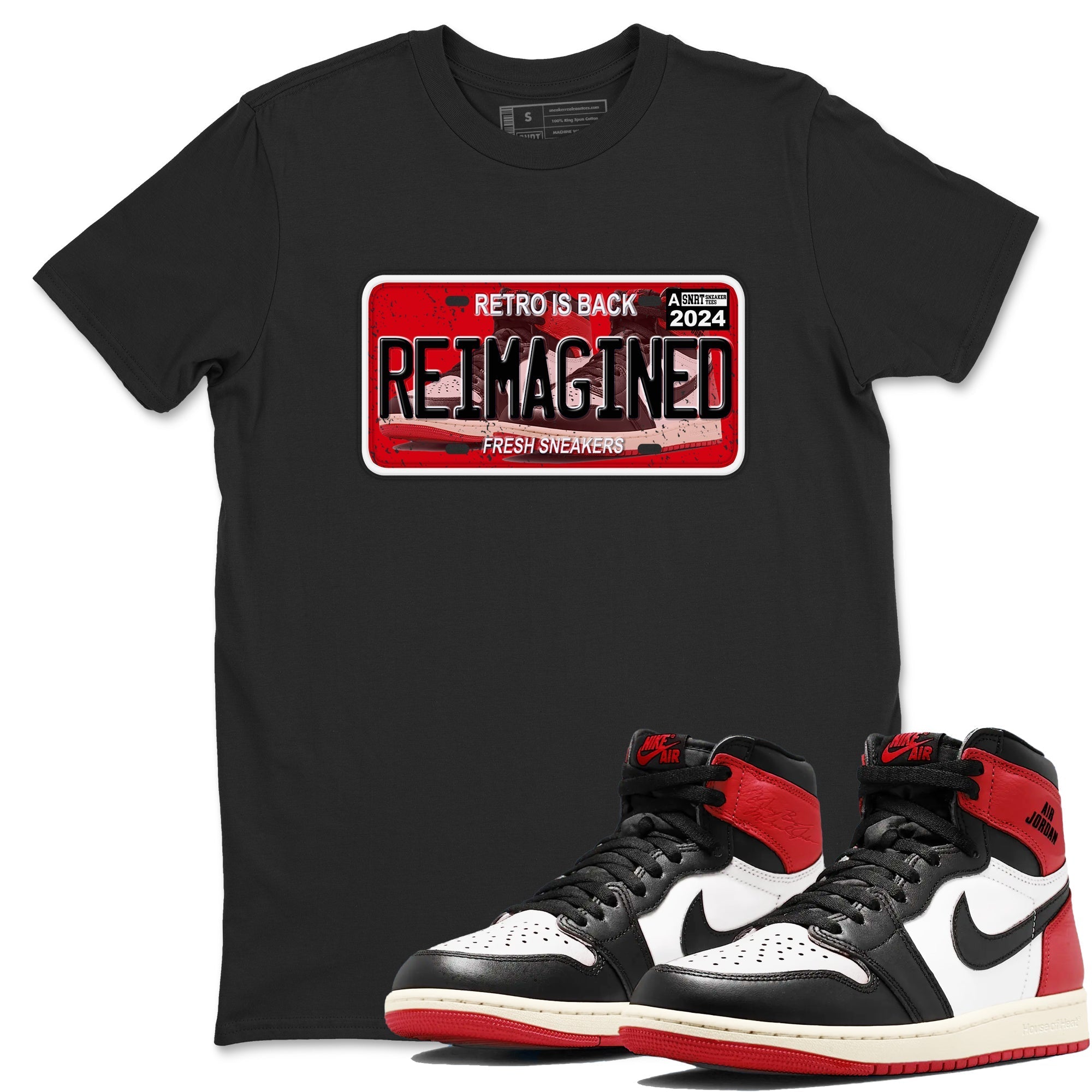 snkmatch Plate snkmatch Tees - Air Jordan 1 Black Toe Reimagined