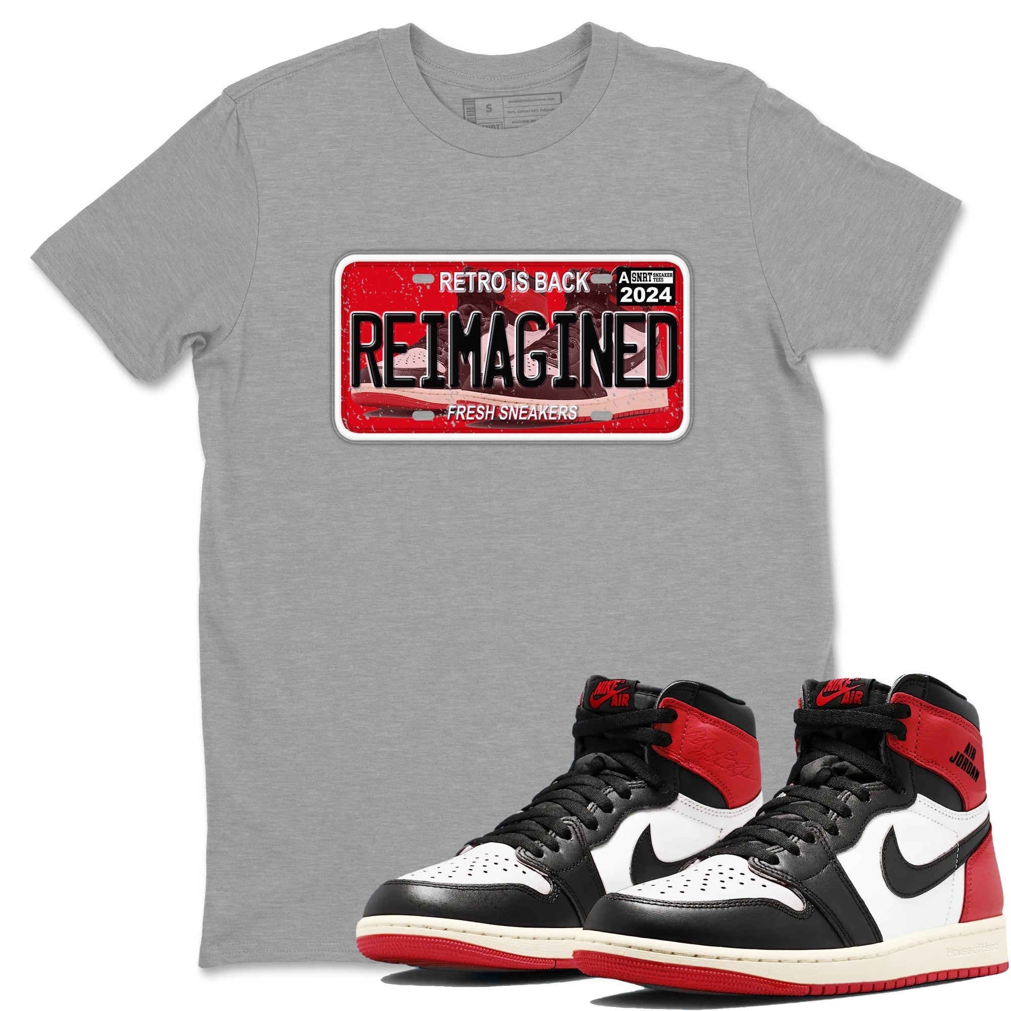 snkmatch Plate snkmatch Tees - Air Jordan 1 Black Toe Reimagined