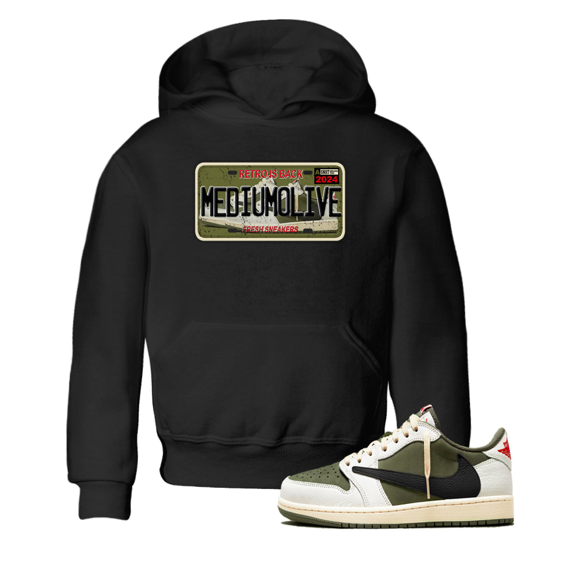 snkmatch Plate snkmatch Tees Kids - Air Jordan 1 Travis Scott Medium Olive