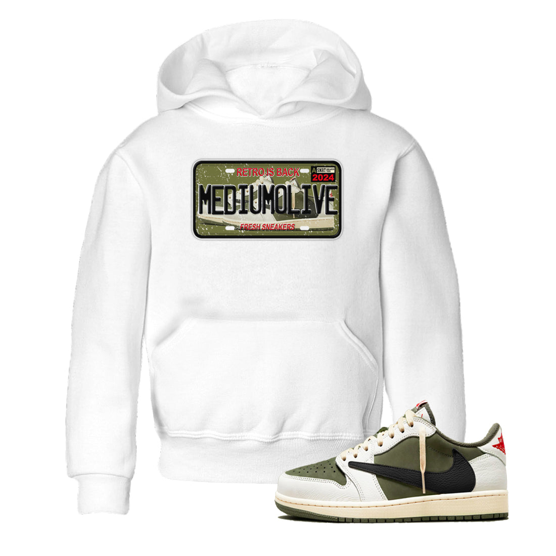 snkmatch Plate snkmatch Tees Kids - Air Jordan 1 Travis Scott Medium Olive