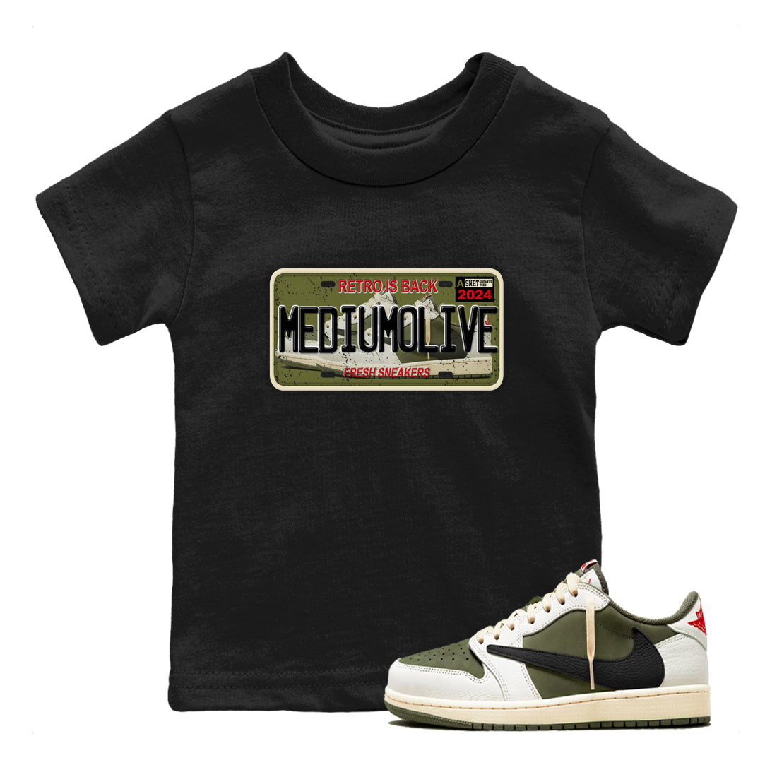 snkmatch Plate snkmatch Tees Kids - Air Jordan 1 Travis Scott Medium Olive